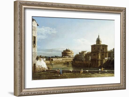 A View of Rome along the Tiber, with the Church of San Giovanni dei Fiorentini beyond-Bernardo Bellotto-Framed Giclee Print