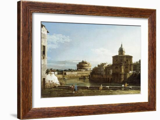 A View of Rome along the Tiber, with the Church of San Giovanni dei Fiorentini beyond-Bernardo Bellotto-Framed Giclee Print