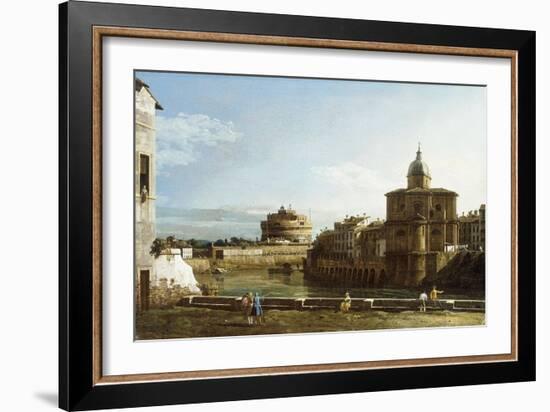 A View of Rome along the Tiber, with the Church of San Giovanni dei Fiorentini beyond-Bernardo Bellotto-Framed Giclee Print