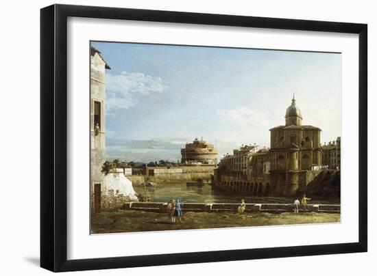 A View of Rome along the Tiber, with the Church of San Giovanni dei Fiorentini beyond-Bernardo Bellotto-Framed Giclee Print