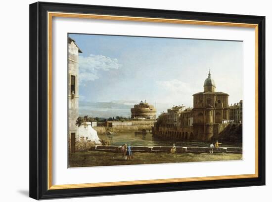A View of Rome along the Tiber, with the Church of San Giovanni dei Fiorentini beyond-Bernardo Bellotto-Framed Giclee Print