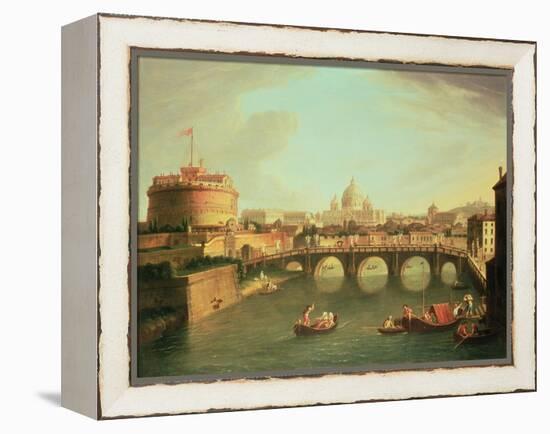 A View of Rome with the Bridge and Castel St. Angelo by the Tiber-Vanvitelli (Gaspar van Wittel)-Framed Premier Image Canvas