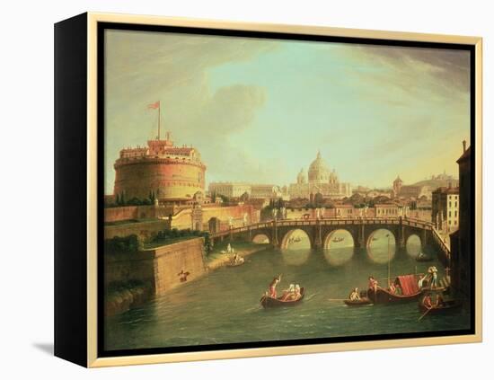 A View of Rome with the Bridge and Castel St. Angelo by the Tiber-Vanvitelli (Gaspar van Wittel)-Framed Premier Image Canvas