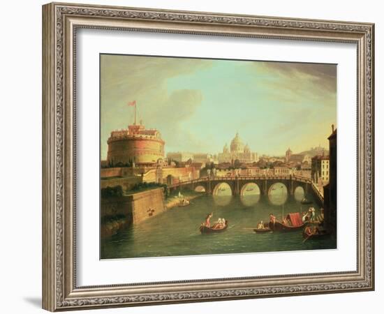 A View of Rome with the Bridge and Castel St. Angelo by the Tiber-Vanvitelli (Gaspar van Wittel)-Framed Giclee Print