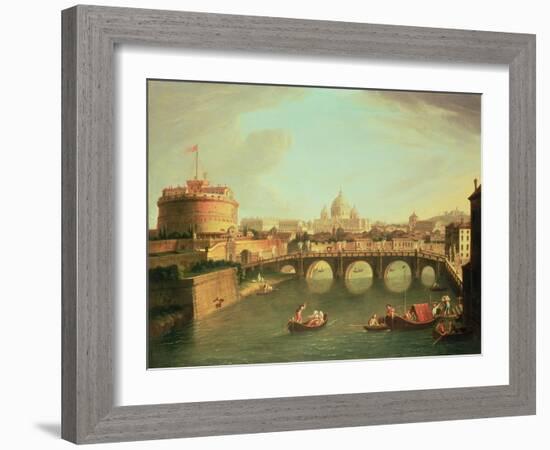 A View of Rome with the Bridge and Castel St. Angelo by the Tiber-Vanvitelli (Gaspar van Wittel)-Framed Giclee Print