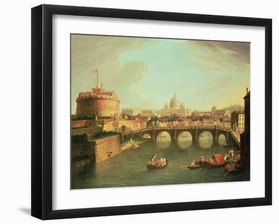 A View of Rome with the Bridge and Castel St. Angelo by the Tiber-Vanvitelli (Gaspar van Wittel)-Framed Giclee Print