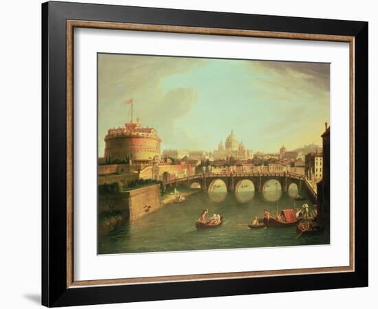 A View of Rome with the Bridge and Castel St. Angelo by the Tiber-Vanvitelli (Gaspar van Wittel)-Framed Giclee Print