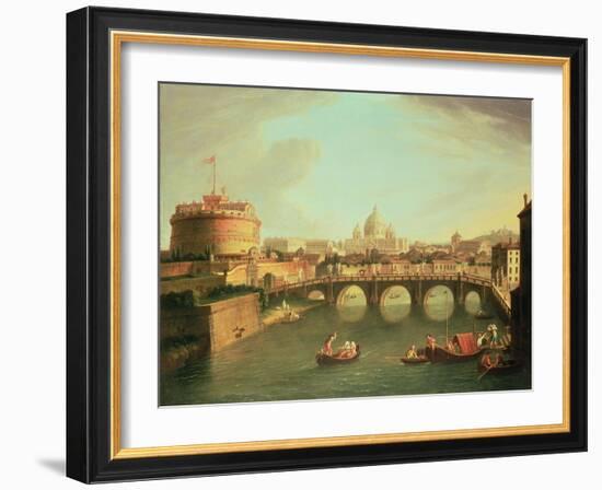 A View of Rome with the Bridge and Castel St. Angelo by the Tiber-Vanvitelli (Gaspar van Wittel)-Framed Giclee Print
