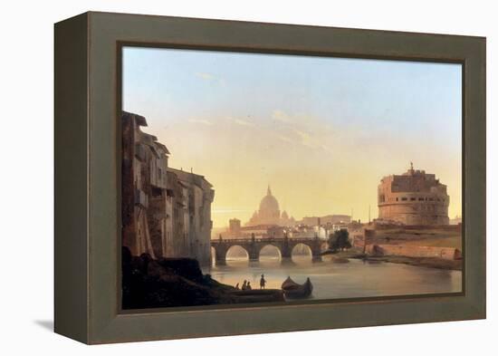 A View of Rome, with the Castel Sant'Angelo-Ippolito Caffi-Framed Premier Image Canvas