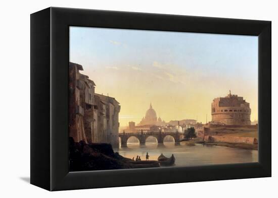 A View of Rome, with the Castel Sant'Angelo-Ippolito Caffi-Framed Premier Image Canvas