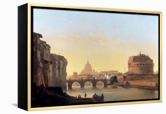 A View of Rome, with the Castel Sant'Angelo-Ippolito Caffi-Framed Premier Image Canvas