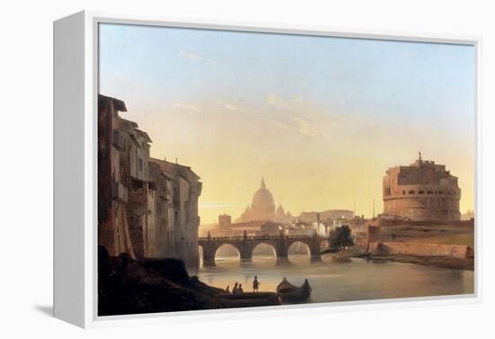 A View of Rome, with the Castel Sant'Angelo-Ippolito Caffi-Framed Premier Image Canvas