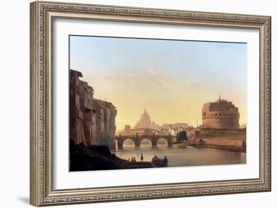 A View of Rome, with the Castel Sant'Angelo-Ippolito Caffi-Framed Giclee Print