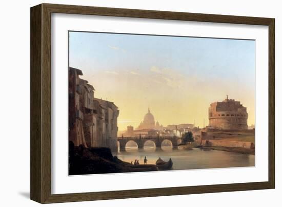 A View of Rome, with the Castel Sant'Angelo-Ippolito Caffi-Framed Giclee Print