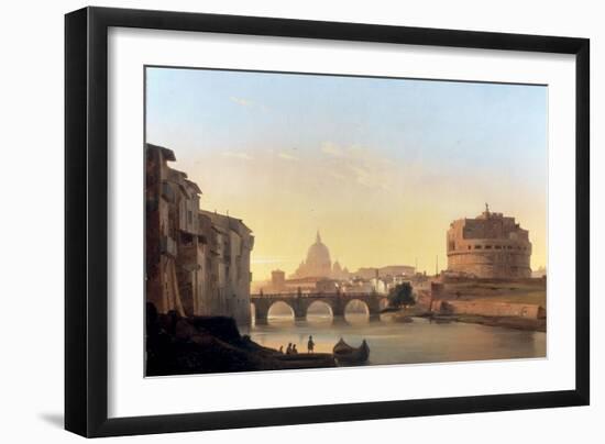 A View of Rome, with the Castel Sant'Angelo-Ippolito Caffi-Framed Giclee Print