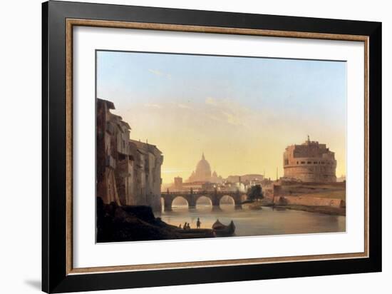 A View of Rome, with the Castel Sant'Angelo-Ippolito Caffi-Framed Giclee Print