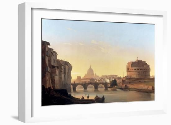 A View of Rome, with the Castel Sant'Angelo-Ippolito Caffi-Framed Giclee Print