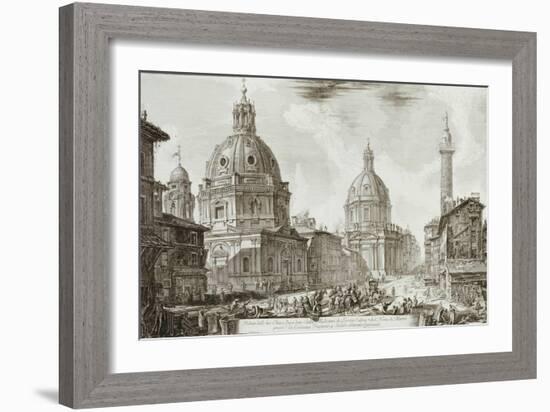 A View of Rome with the Two Churches of Santa Maria Di Loreto and the Church of Our Lady-Giovanni Battista Piranesi-Framed Giclee Print