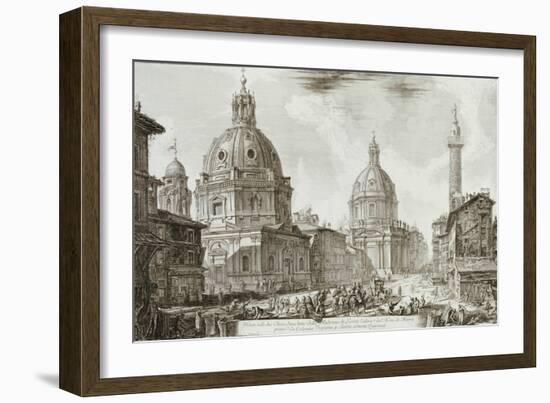 A View of Rome with the Two Churches of Santa Maria Di Loreto and the Church of Our Lady-Giovanni Battista Piranesi-Framed Giclee Print
