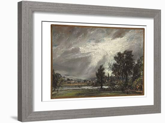 A View of Salisbury (Oil on Paper Laid down on Canvas)-John Constable-Framed Giclee Print