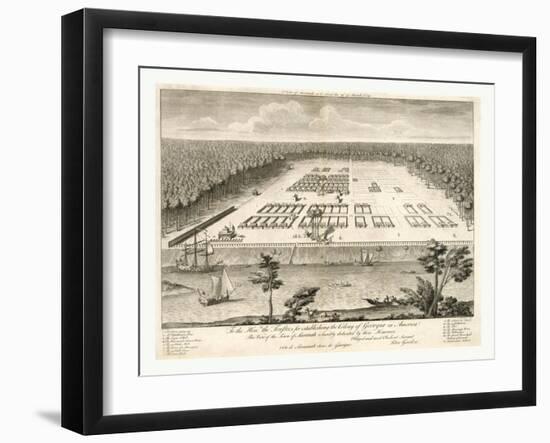 A View of Savannah, Georgia, as it Stood the 29th of March, 1734. Lithograph, USA, America-null-Framed Giclee Print