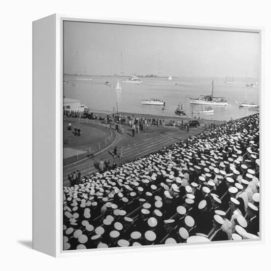 A View of Ships in the Water Near the Stadium During an Annapolis Naval Academy Football Game-David Scherman-Framed Premier Image Canvas