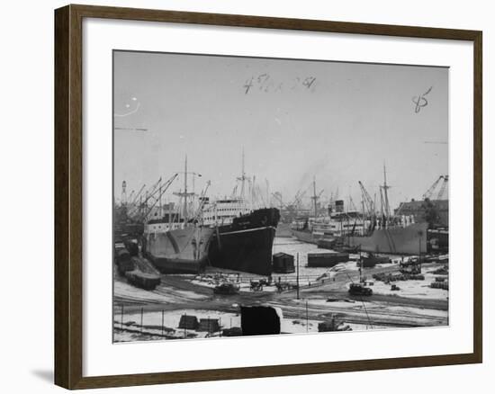 A View of Ships Lying in the Repair Docks of a Shipyard-Carl Mydans-Framed Premium Photographic Print