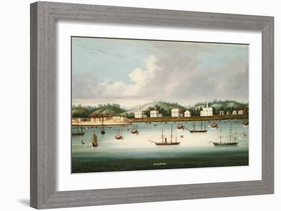 A View of Singapore from the Roads with American, French and British Shipping, C.1850-Chinese School-Framed Giclee Print