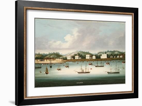 A View of Singapore from the Roads with American, French and British Shipping, C.1850-Chinese School-Framed Giclee Print