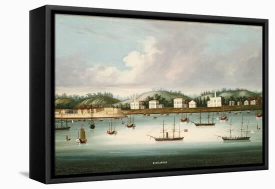 A View of Singapore from the Roads with American, French and British Shipping, C.1850-Chinese School-Framed Premier Image Canvas