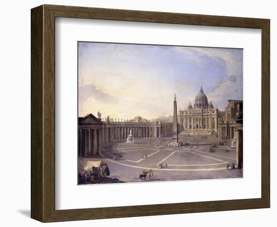 A View of St. Peter's, Rome with Bernini's Colonnade and a Procession in Carriages-Antonio Joli-Framed Giclee Print
