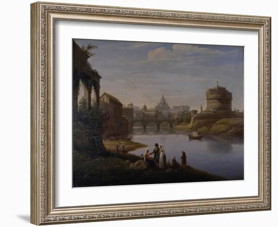 A View of St. Peter's with the Ponte and Castel Sant' Angelo, Rome, 1823-William Cowen-Framed Giclee Print