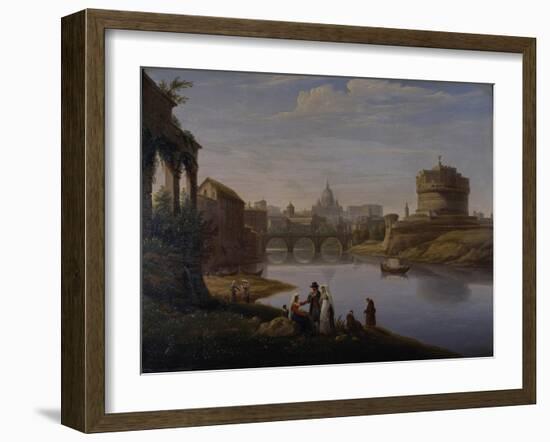 A View of St. Peter's with the Ponte and Castel Sant' Angelo, Rome, 1823-William Cowen-Framed Giclee Print