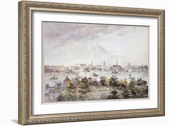 A View of Stockholm from Kungsholmen with the Royal Palace and Storkyrkan etc.-Elias Martin-Framed Giclee Print