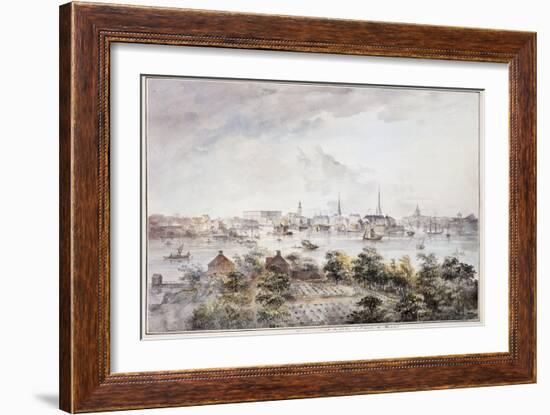 A View of Stockholm from Kungsholmen with the Royal Palace and Storkyrkan etc.-Elias Martin-Framed Giclee Print