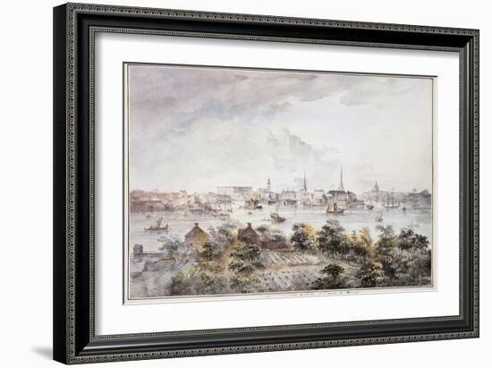 A View of Stockholm from Kungsholmen with the Royal Palace and Storkyrkan, Tyskakyrkan,…-Elias Martin-Framed Giclee Print