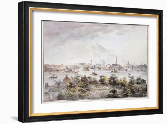 A View of Stockholm from Kungsholmen with the Royal Palace and Storkyrkan, Tyskakyrkan,…-Elias Martin-Framed Giclee Print