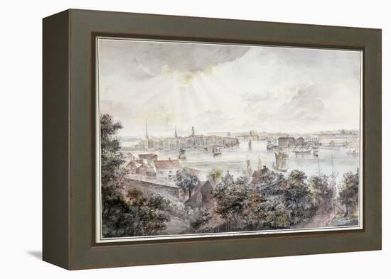 A View of Stockholm from Soder with the Royal Palace, Storkyrkan, Riddarholmskykan and Tskakykan-Elias Martin-Framed Premier Image Canvas