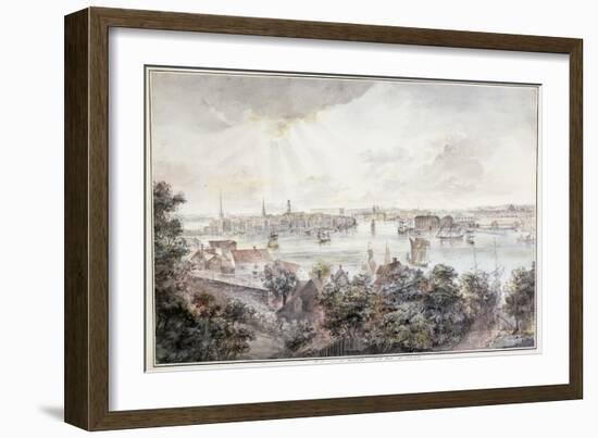 A View of Stockholm from Soder with the Royal Palace, Storkyrkan, Riddarholmskykan and Tskakykan-Elias Martin-Framed Giclee Print