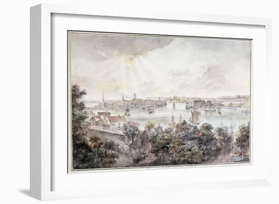 A View of Stockholm from Soder with the Royal Palace, Storkyrkan, Riddarholmskykan and Tskakykan-Elias Martin-Framed Giclee Print