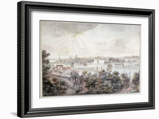 A View of Stockholm from Soder with the Royal Palace, Storkyrkan, Riddarholmskykan and Tskakykan-Elias Martin-Framed Giclee Print