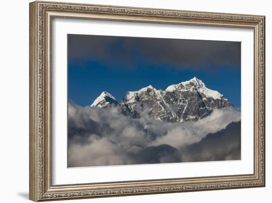 A view of Taboche through the clouds seen from Kongde in the Everest region, Nepal, Himalayas, Asia-Alex Treadway-Framed Photographic Print