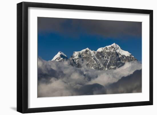 A view of Taboche through the clouds seen from Kongde in the Everest region, Nepal, Himalayas, Asia-Alex Treadway-Framed Photographic Print