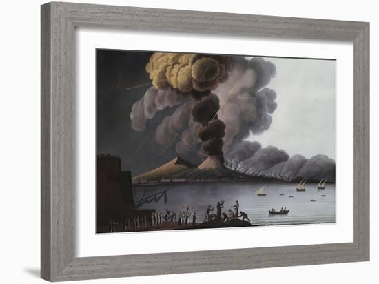 A View of the Bay of Naples with Mount Vesuvius Erupting in Daytime-Italian School-Framed Giclee Print