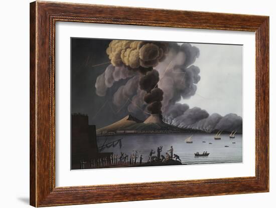 A View of the Bay of Naples with Mount Vesuvius Erupting in Daytime-Italian School-Framed Giclee Print