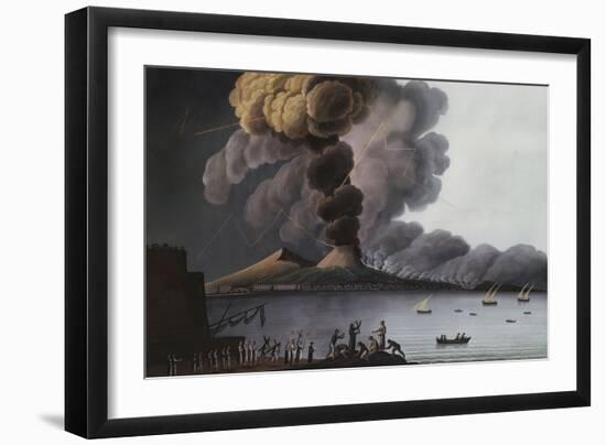 A View of the Bay of Naples with Mount Vesuvius Erupting in Daytime-Italian School-Framed Giclee Print