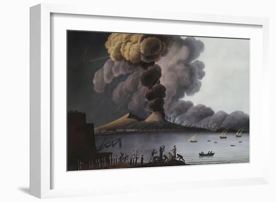 A View of the Bay of Naples with Mount Vesuvius Erupting in Daytime-Italian School-Framed Giclee Print