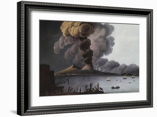 A View of the Bay of Naples with Mount Vesuvius Erupting in Daytime-Italian School-Framed Giclee Print