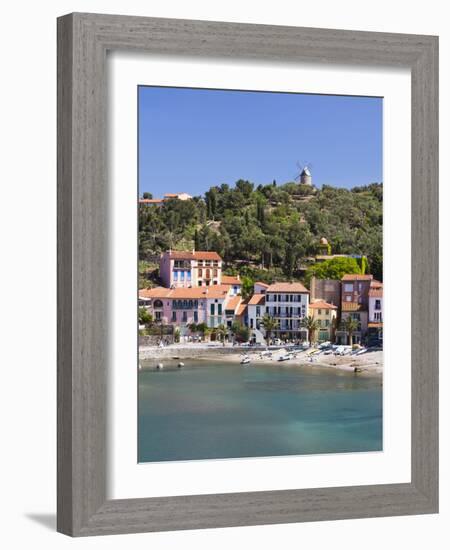 A View of the Beach at Collioure in Languedoc-Roussilon, France, Europe.-David Clapp-Framed Photographic Print