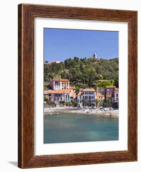 A View of the Beach at Collioure in Languedoc-Roussilon, France, Europe.-David Clapp-Framed Photographic Print